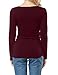 ALLEGRACE Womens Sexy Long Sleeve Tops Casual Fall Ruched V Neck Wrap Shirts Wine M