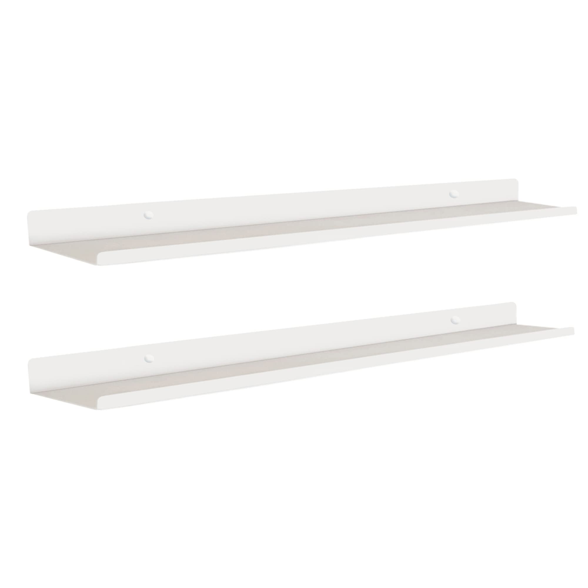 MILUKA Set 2 Floating Shelf White 110 cm | Metal Shelves for Picture Shelf and Photo Shelf | Floating Shelves for Bedroom, Kitchen Storage and Bathroom Storage in Home Decor | Wall Shelf (2. White)