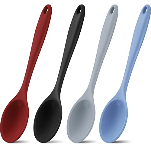Shappy 4 Pcs Silicone Cooking Spoons 10.6" Large, Spoon, Fashionable Color