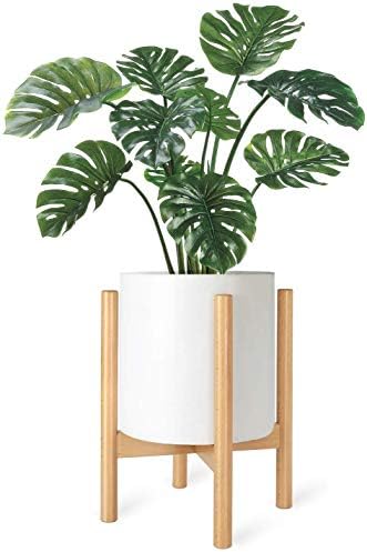 Plant Stand Mid Century Wood Flower Pot Holder Display Potted Rack Rustic, Up to 8 Inch Planter (Plant and Pot NOT Included)
