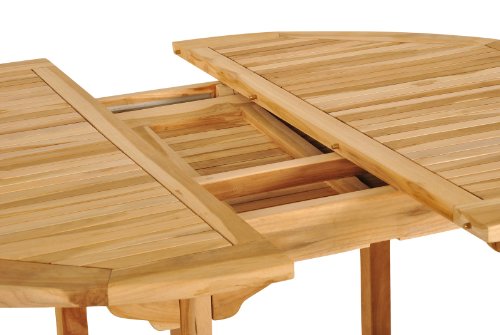 SAM 6tlg. Gartengruppe Borneo, Gartenmöbel-Set aus Teakholz massiv, 1 x Ausziehtisch/Gartentisch Borneo + 4 x Hochlehner / 5-Fach Verstellbarer Gartenstuhl Aruba + 1 x 3-Sitzer Gartenbank Caracas – Bild 4