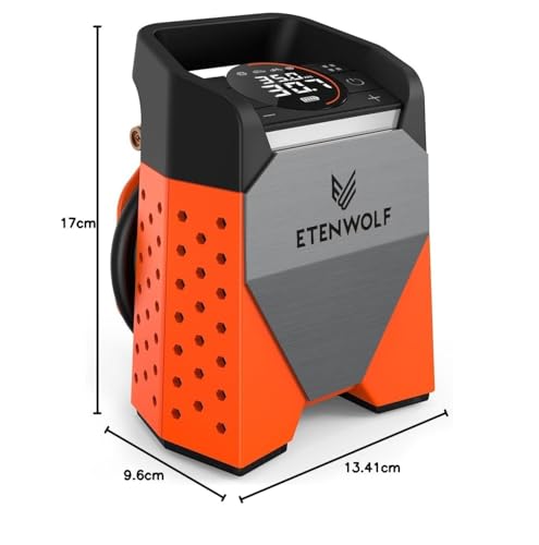 ETENWOLF ZEPHYR S3-7800mAh Portable Air Compressor, 160 PSI/11.03 Bar Electric Air Pump for Car, Motorcycle, Bike, Balloons, Quick Inflation in 1 Minute and LED Lights, USB Power Bank