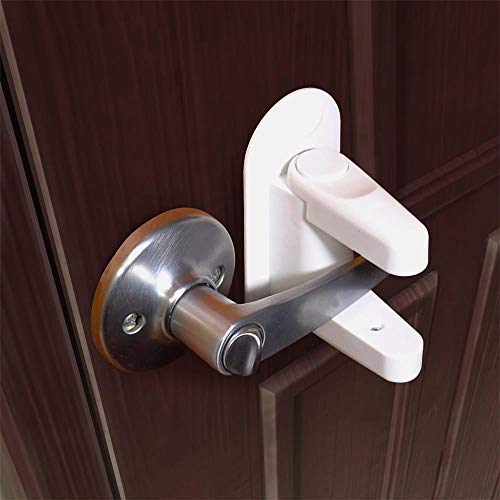 Ecosin 2 Pack Door Lever Lock Child Proof Doors Handles Adhesive Child Safety