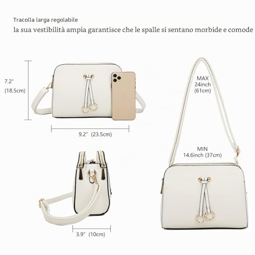 ELIOX Women's Small Shoulder Bag with 3 Large Compartments – Hand Bag PU Leather Synthetic – Fashion Handbag Shoulder Bags – Crossbody Bag
