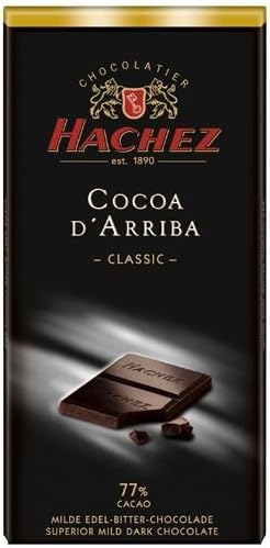 Hachez Dark Chocoalte 77% Cacao (Economy Case Pack) 3.53 Oz Bar (Pack of 10)