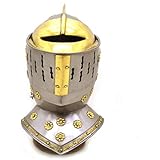 Medieval Warrior Golden Knight Closed Helmet - Knights Nobility European Armor 15