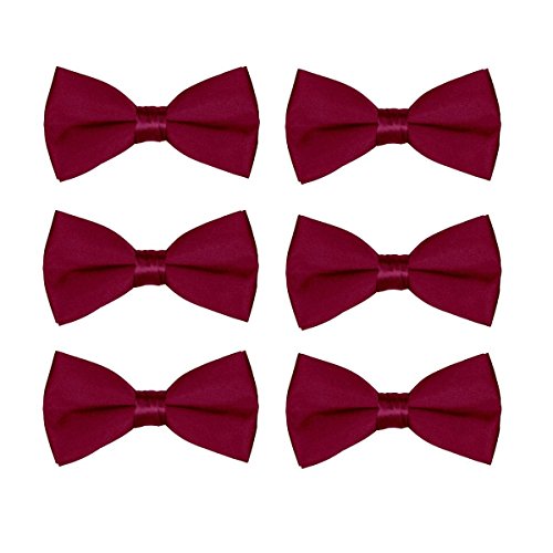 Men's Bow Tie Wholesale 6 Pack Wedding Ties Pre-Tied Formal Tuxedo Bowties (Burgundy)