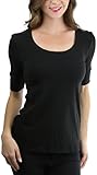 ToBeInStyle Women's Elbow Length Sleeve Scoop Neck Tee - Black - Small