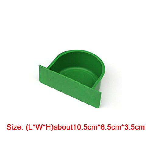 YOTHG Plastic Bird Feeding Trough Food Water Feeding Bowl Dish for Parrot Hamster Totoro Cage (Green)