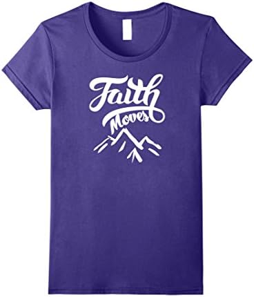 Womens Christian t-shirt Faith Moves Mountains Jesus t-shirt Large Purple