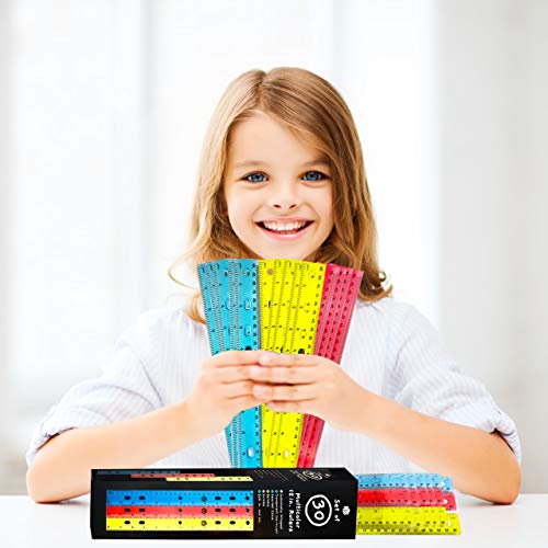 Ruler 12 Inch (30-Pack) - Bulk Rulers for Kids in Colorful Box - Individually Wrapped - Translucent Flexible Plastic - For School Teachers Students Class - Keep in 3 Ring Binder - Inches/Centimeters