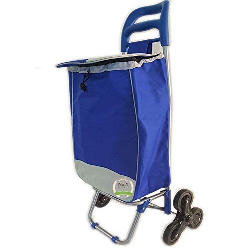 Super Duty Stair Climber Rolling Shopping Utility Cart Dolly Trolley Multipurpose Tri Wheel 40LB Capacity Knapsack Bag Laundry Grocery Drawstring Rubber Lightweight & Easy Hauler-Assorted Colors