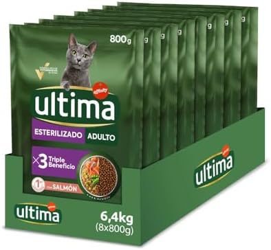 Esterilizado Adult Salmon, Comida seca para gatos, Pack de 8 x 800g, Total 6,4kg