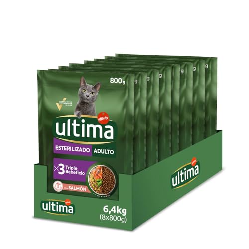 Esterilizado Adult Salmon, Comida seca para gatos, Pack de 8 x 800g, Total 6,4kg
