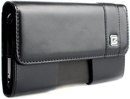 CASE123 MPS Mk II TLS Genuine Leather Horizontal Oversized Swivel Belt Clip Holster for Apple iPhone 6 / 6s Plus (5.5 inch screen) for use with Apple Leather Case, Typical Slim Cases, and TPU Covers - Black Cowhide
