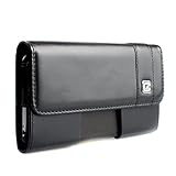 CASE123 MPS Mk II TLS Genuine Leather Horizontal Oversized Swivel Belt Clip Holster for Apple iPhone 6 / 6s Plus (5.5 inch screen) for use with Apple Leather Case, Typical Slim Cases, and TPU Covers - Black Cowhide