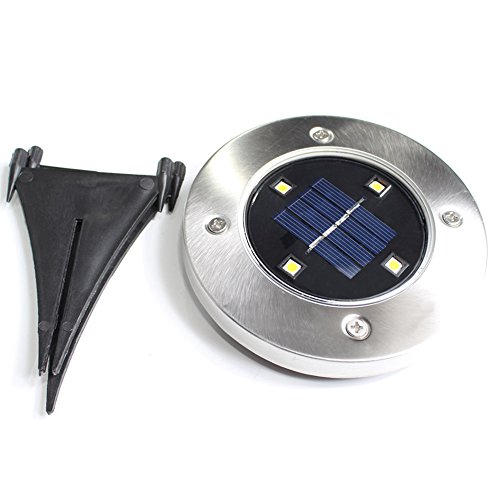 Lawn Solar LED Lights Path Uplight 4LED Waterproof In-Ground Light for Outdoor Gardern Bed Pathway, Walkway, Back Yard Grassland, Deck, Patio, Area Landscape Warm Lighting Solar Powered Lamps 4 PACK
