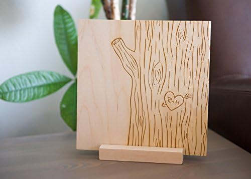 Engraved Personalized Initials on Heart Shape Tree Bark Sketch - Engraved Wooden Keepsake | Simple Initial Gifts | Couple's Gift | Wedding Gifts 5th Anniversary Gifts | Valentine Gifts