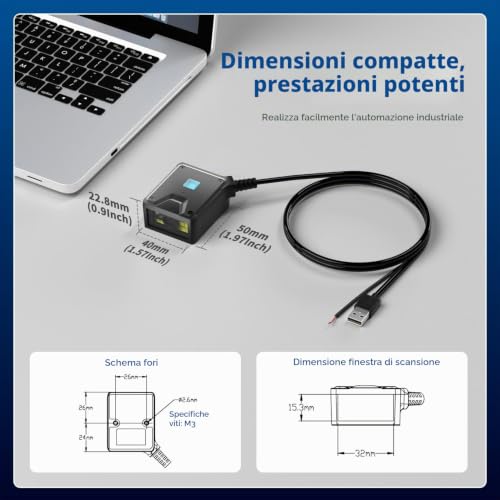 NetumScan 2D Barcode Reader Fixed Mount for Industrial Engine 1D/2D/QR Code Reader with USB Port Auto Induction Scan Suitable for Self-Service Terminals and Lines