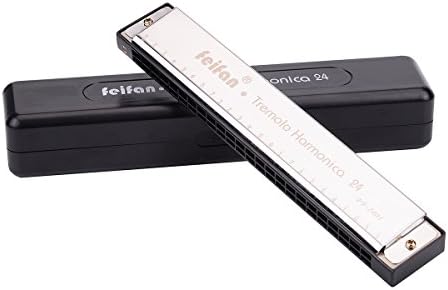 Double Tremolo Key of C 24 Holes Harmonica for Beginner Students Kids Gift