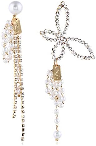 Udecoroption Mismatch Drop Earrings for Women Simple Metallic Dangling Earrings,b