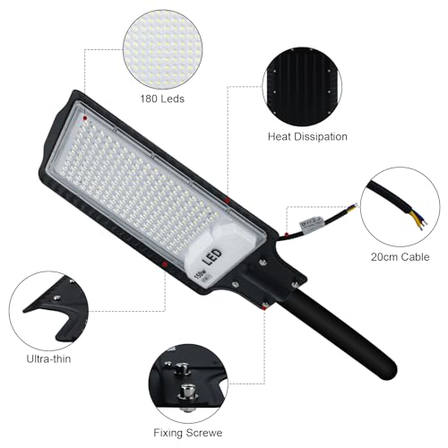 CREATESTAR LED Street Light for Outdoor 150 W, Cool White 6500 K, IP66 Waterproof Security Lighting for Garden, Patio, Paths