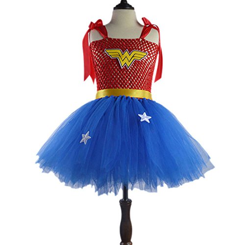 Flying Fish Girls' Costume Superhero Wonder Woman Halloween Costumes for Girls Summer Sleeve Romper