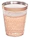 Rose Gold Plastic Cups | 8 oz. 50 Pack | Hard Clear Plastic Cups | Disposable Party Cups | Fancy Wedding Tumblers | Nice Rose Gold Rim Plastic Cups | Elegant Decoration Cups | Plastic Tumblers Bulk