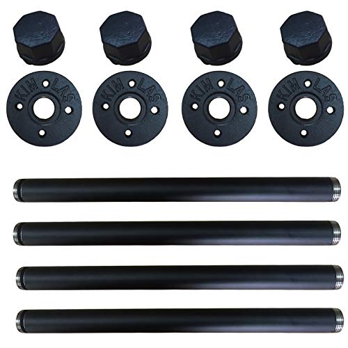 Yuanshikj 4Pc (10" deep 3/4" Pipe) Industrial Wall Mount Iron Pipe Shelf Shelves Shelving Bracket Vintage Retro Black DIY Open Bookshelf DIY Storage Home Improvement Kitchen (4Pc 10" Deep)
