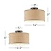 360 Lighting Adams Rustic Farmhouse Country Cottage Close to Ceiling Light Semi Flush Mount Fixtures Set of 2 Bronze Burlap Fabric Drum Shade Bedroom Hallway Living Room Dining Room Bathroom