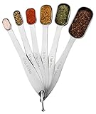 Spring Chef Heavy Duty Stainless Steel Metal Measuring Spoons for Dry or Liquid, Fits in Spice Jar, Set of 6