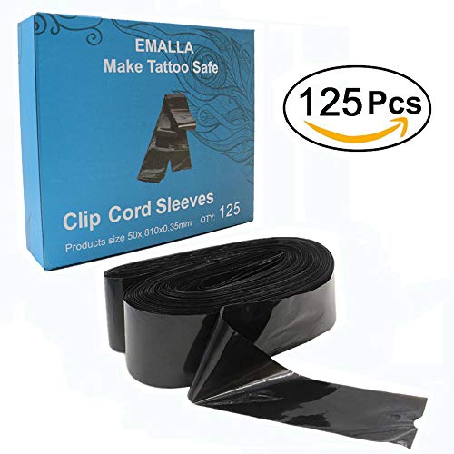 Tattoo Clip Cord Covers - 125PCS Professional Tattoo Clip Cord Sleeves Safety Tattoo Clip Cord Bags for Tattoo Machine Gun Accessories,Tattoo Kits, Tattoo Supplies Black