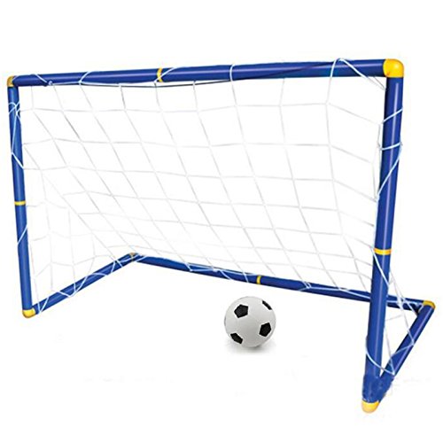 Mini Folding Football Soccer Ball Goal Post Net Set,Plastic Indoor Outdoor Soccer Multi-Sport Net with Hand Pump for Kids Sport Home Game Toy Birthday Gift