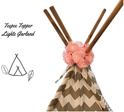 Dream TADA Girl Pet Teepee Tent Lights Christmas Lights Battery Powered Hanging Indoor Lights Boho Style Decoration Fairy Strings for Birthday Parties Baby Showers (Pink with LED Lights)