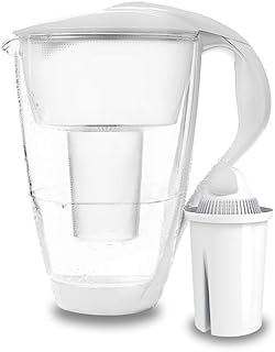 PearlCo - Glas-Wasserfilter (weiß) mit 1 classic Filterkartusche - passt zu Brita Classic