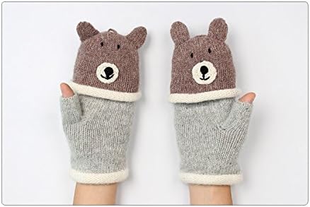 Amazon レディース ウールニット手袋 クマ 指切り 可愛い動物デザイン プレゼントに最適 ノーブランド品 シューズ バッグ
