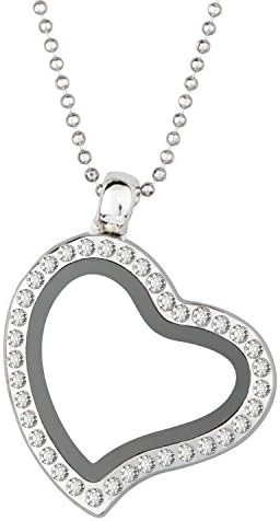 EBOETA Heart Shape Locket Necklace Love Gife Rhinestone Charm Pendant Necklace