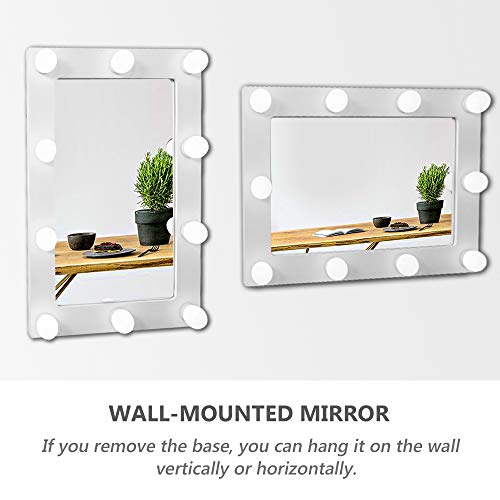Waneway Vanity Mirror with Lights, Hollywood Lighted Makeup Mirror with 10 Dimmable LED Bulbs for Dressing Room & Bedroom, Tabletop or Wall-Mounted, Slim Wooden Frame Design, White - Thumbnail 3