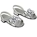 Sophia's Cute Fancy Party Special Occasion Mix & Match Low-Heeled Shiny Metallic Strappy Dress Sandal Shoes for 18” Dolls, Silver