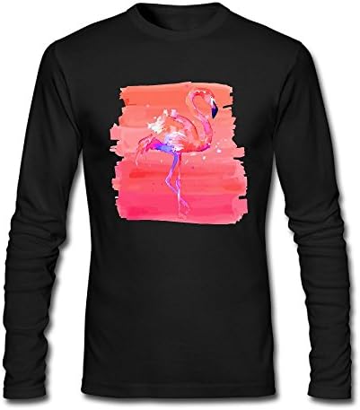 HUDS VIFV Pink Flamingo Watercolor Men's Long Sleeve Crewneck T-Shirt
