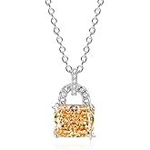 TANGILLA Citrine Cubic Zirconia Necklace with Ice Snowflake Cut for Women, Dainty Solitaire Pendant Hypoallergenic Gift for Her, Stainless Steel 18"+2" Chain