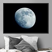 Framed Canvas Wall Art Lunar Aerial Astronomy & Space Expressive Global Moon Multicolor Photography Realism Warm - 16x24 inches