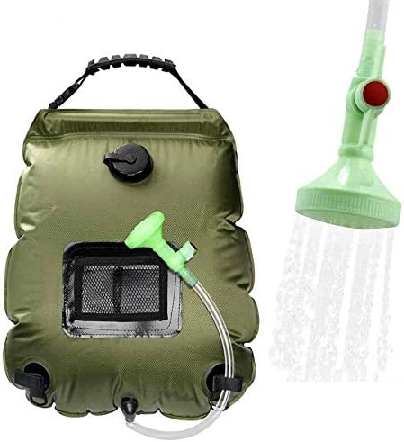 Weiyii Camping Shower Bag Portable Shower For Camping Heating Solar Shower Bag 5 Gallons 20l Hot Water 45 C Switchable Shower Head For Camping Beach Swimming Outdoor Traveling Hiking Green Sports Outdoors Amazon Com