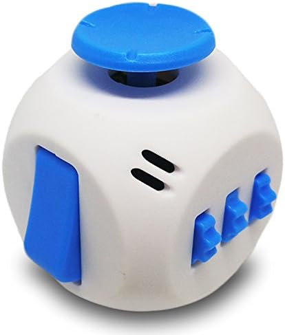 Fidget Cube Toy 6 Sides Stress and Anxiety Relief Relax for Children and Adults ADD ADHD OCD and Autism Focus Distraction - WhiteBlue