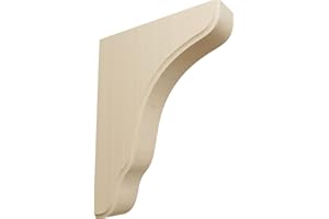 Ekena Millwork BKTW02X07X10PLRW Plymouth Wood Wood Brackets, 1 3/4"W x 7 1/4"D x 9 1/2"H , Rubberwood