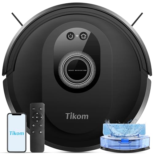 Tikom Saugroboter mit Wischfunktion 2 in 1, G8000 Max Staubsauger Roboter, 5000Pa Starke Saugkraft Roboterstaubsauger, Selbstaufladend, WLAN, 150Mins
