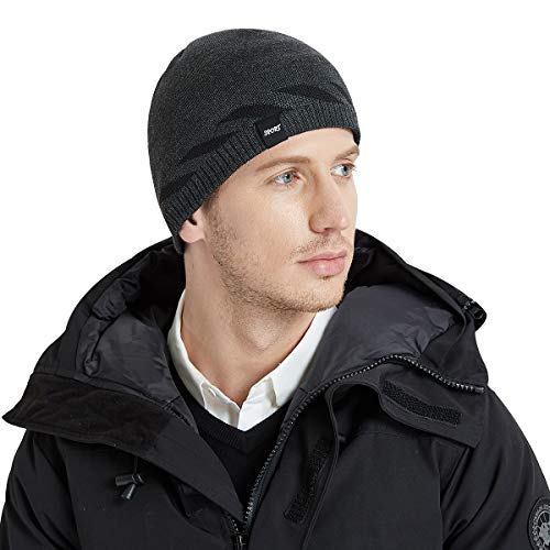 Bodvera Winter Warm Knitting Beanie Watch Cap Fleece Lined Plain Toboggan Ski Skull Hats Caps,Carbonarius - Thumbnail 6