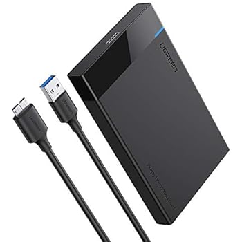 UGREEN External Hard Drive Enclosure Adapter USB 3.0 to SATA Hard Disk Case Housing for 2.5 Inch 9.5mm 7mm WD, Seagate, Toshiba, Samsung, Hitachi SATA III, HDD, SSD 10TB, PS4,Tool Free UASP