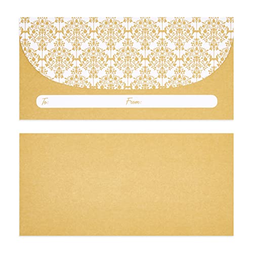 100 Pack Gold Money Envelopes for Cash Gifts, Bulk Decorative Holders
