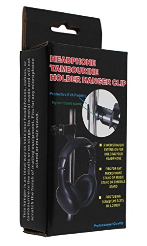 YMC Headphone Holder Tambourine Holder Hanger Clip for Microphone/Musical Stand, Black